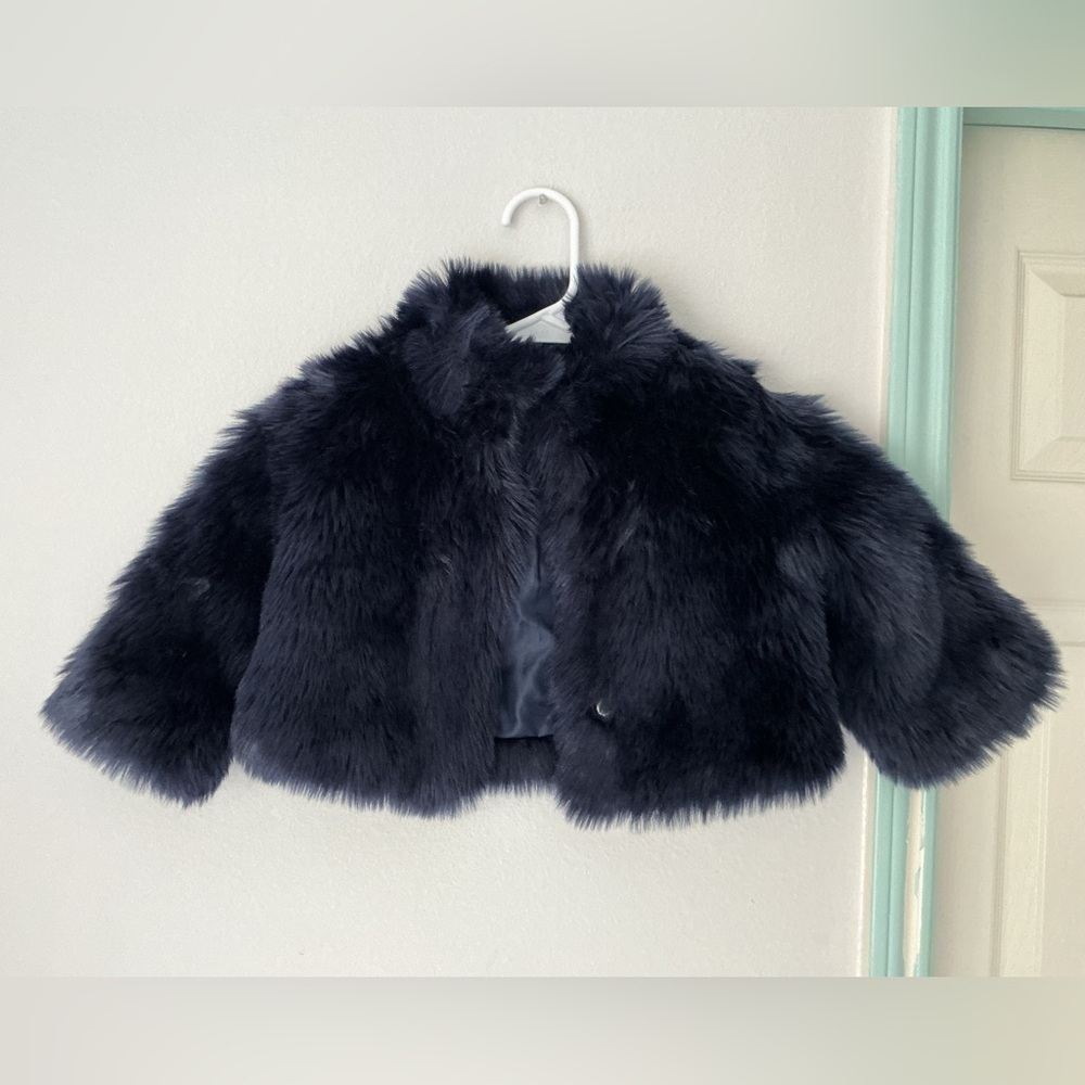 Janie And Jack Faux Fur Cropped Jacket Size 3-4 years